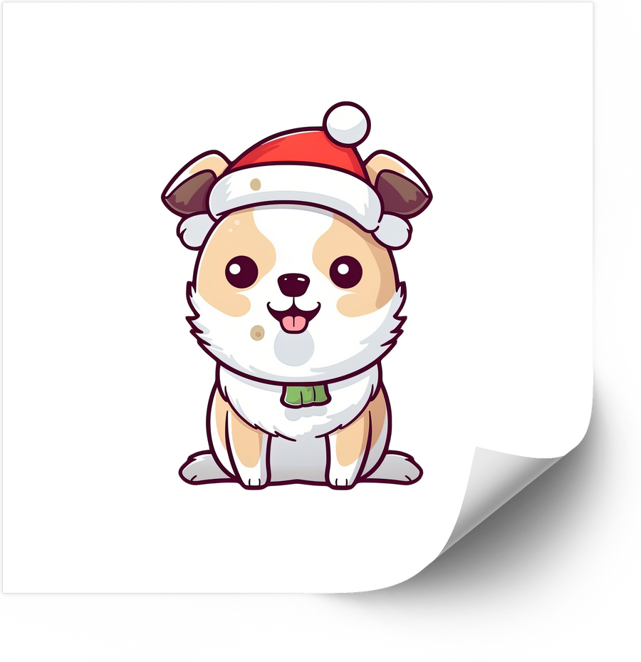 Christmas Corgi Puppy Sticker | Cute Kawaii Santa Dog Vinyl Decal