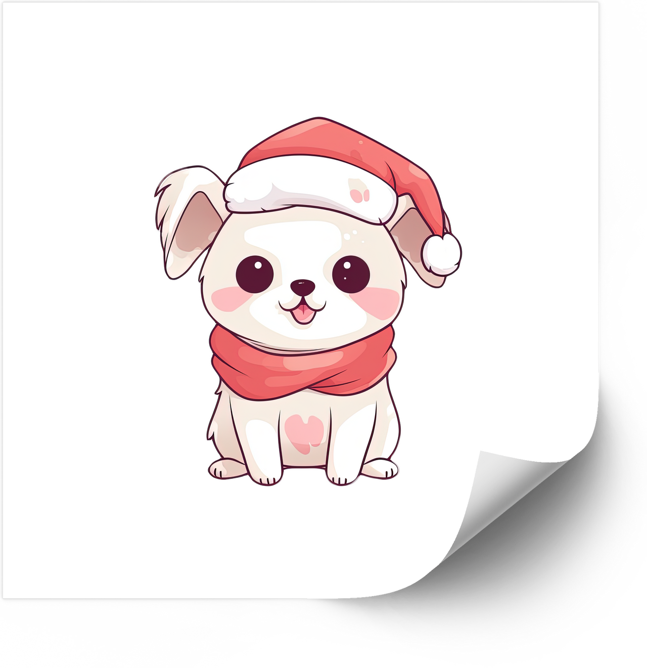 Christmas Puppy Santa Sticker | Cute Kawaii Holiday Dog Vinyl Decal