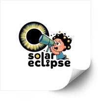 Thumbnail for Kid With Telescope Solar Eclipse Sticker | Cute Retro Astronomy Vinyl Decal