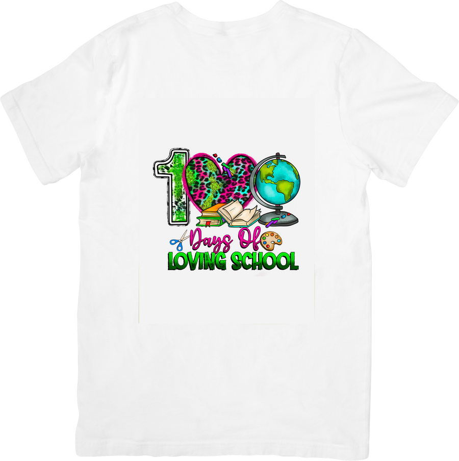 100 Days Of Loving School T-Shirt | Cute Leopard Print Graphic Tee | Teacher Gift