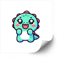 Thumbnail for Happy Teal Baby Dinosaur Sticker | Kawaii Cute Dino Vinyl Decal