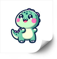 Thumbnail for Happy Smiling Baby Dinosaur Sticker | Kawaii Green Dino Vinyl Decal