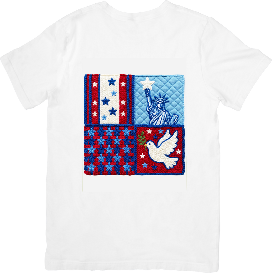 Patriotic Statue of Liberty Dove T-Shirt | Vintage American Flag Graphic Tee | Fourth of July Gift