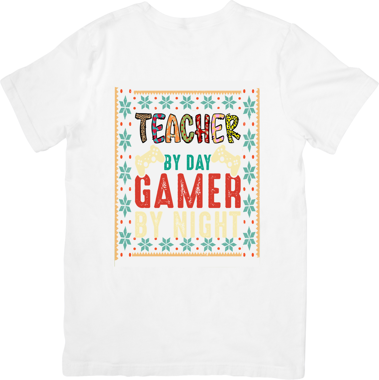 Teacher By Day Gamer By Night T-Shirt | Funny Retro Graphic Tee | Teacher Gift