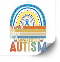 Thumbnail for In April We Wear Blue Autism Awareness Sticker | Boho Rainbow Autism Vinyl Decal