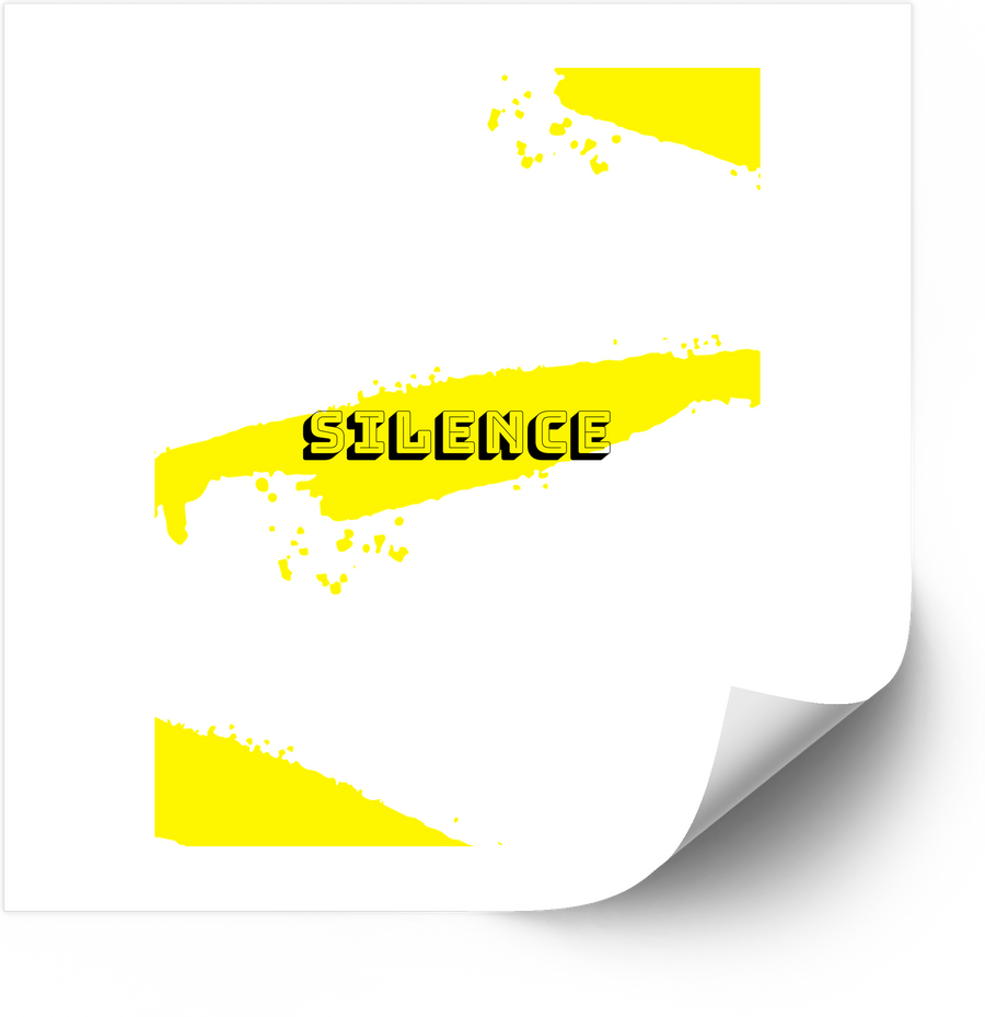 Silence Grunge Text Sticker | Bold Minimalist Yellow Splatter Vinyl Decal