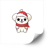 Thumbnail for Christmas Puppy Sticker | Cute Kawaii Holiday Dog Vinyl Decal