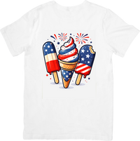 Thumbnail for Patriotic Ice Cream Fourth of July T-Shirt | Cute American Flag Graphic Tee | Summer Gift