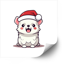 Thumbnail for Christmas Fluffy Dog Sticker | Cute Kawaii Santa Hat Puppy Vinyl Decal